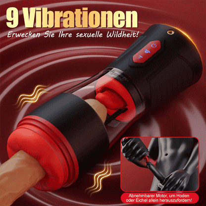 【Versand am 20. August】Liebesbiss- 9 vibrierende, 9 saugende, 9 rotierende, hörbare männliche Masturbatoren mit Ko