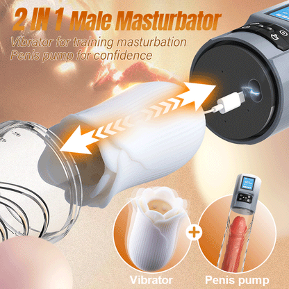 Penispumpe mit 10 Vibrations- und 6 Saugmodi, Penisverlängerung für Männer