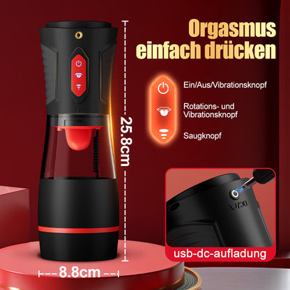 【Versand am 20. August】Liebesbiss- 9 vibrierende, 9 saugende, 9 rotierende, hörbare männliche Masturbatoren mit Ko